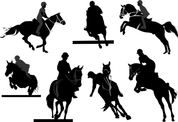 Horse riders silhouettes. Vector illustration — Stock Vector