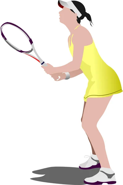 Cartaz de jogador de ténis. Ilustração vetorial colorida para designers — Vetor de Stock