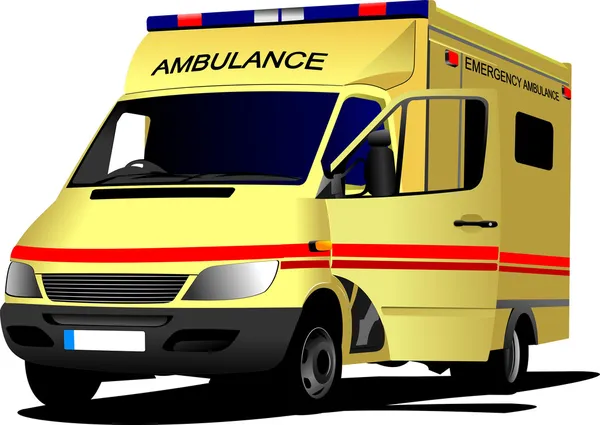 stock vector Modern ambulance van over white. Colored vector illustration