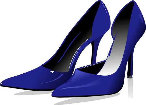 Модна жінка блакитне взуття. Векторні ілюстрації — стоковий вектор