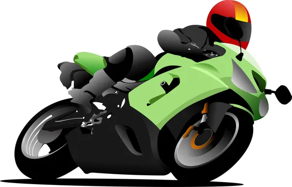 Un motard sur la route. Illustration vectorielle — Image vectorielle