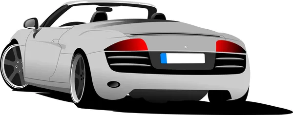 Cabriolet de coche plateado en la carretera. Ilustración vectorial — Archivo Imágenes Vectoriales