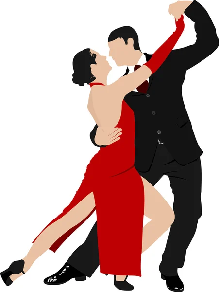 Couples dancing a tango. Vector illustration — Stock Vector