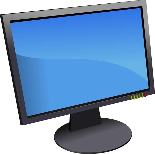 Sfondo punteggiato blu con monitor piatto del computer con passeggero — Vettoriale Stock