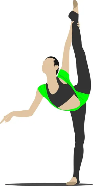 Великий набір гімнастичних ілюстрацій для жінок. Вільна вокалістика — стоковий вектор