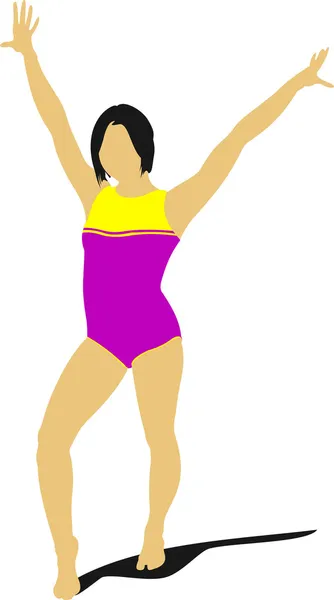 Kvinna gymnastiska vektor illustration. gratis callisthenics — Stock vektor