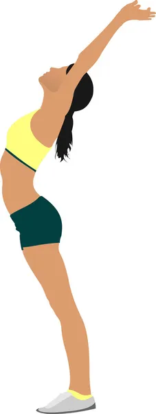 Vrouw gymnastische vectorillustratie. gratis gymnastiekruimtes — Stockvector