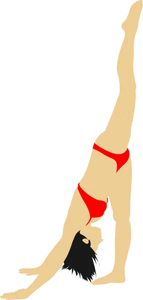 Illustration vectorielle gymnastique féminine. Callisthénie libre — Image vectorielle