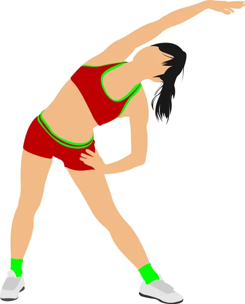 Kvinna gymnastiska vektor illustration. gratis callisthenics — Stock vektor