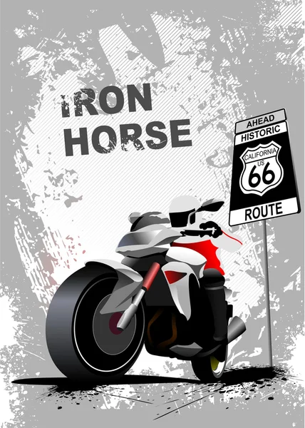 与摩托车图像的 grunge 灰色背景。矢量 illustratio — 图库矢量图片