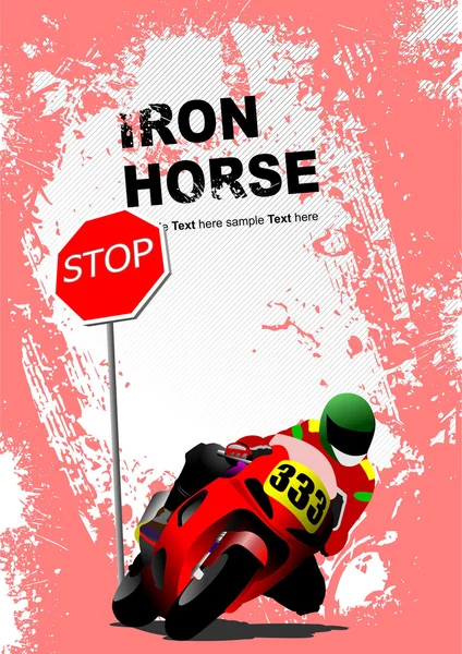 Rosa Grunge Hintergrund mit Motorrad-Bild. Vektor illustratio — Stockvektor