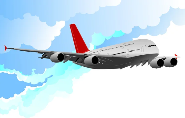 飞机在飞行中的飞机。矢量插画设计师 — 图库矢量图片