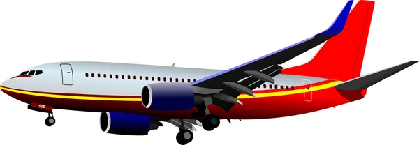 Avión de pasajeros. En el aire. Ilustración vectorial — Archivo Imágenes Vectoriales