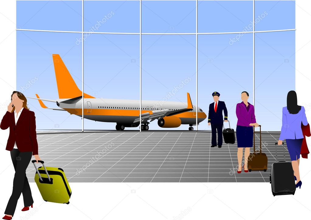 Airport scene . Vector illustration for designers