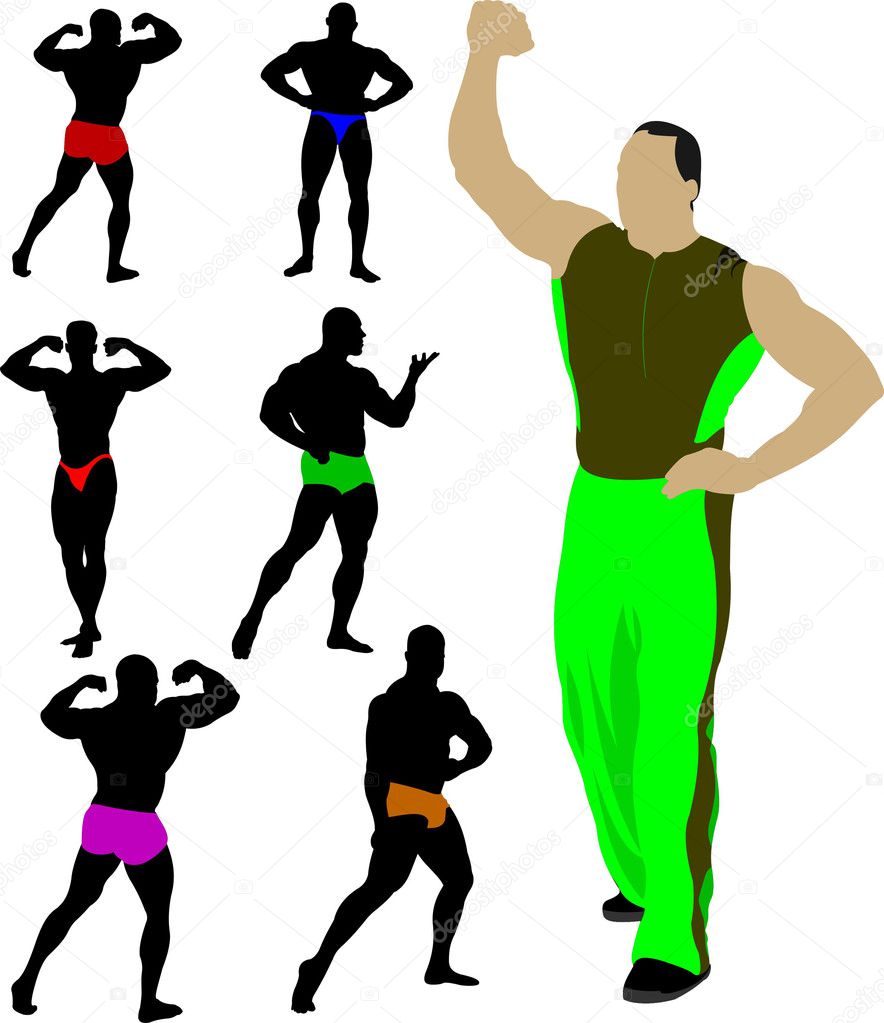 Bodybuilders collection vector