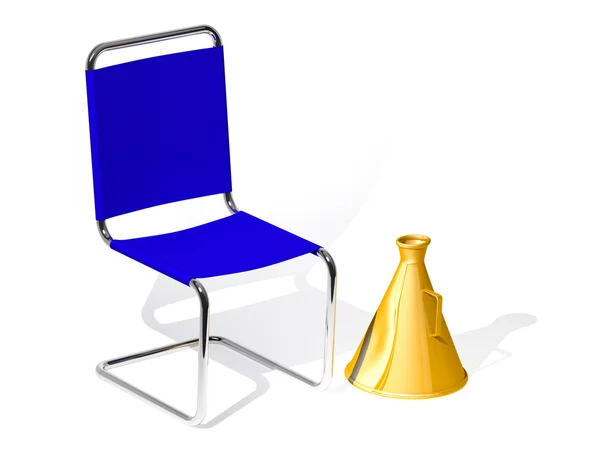 Iron chair and megaphone — Stock Photo, Image