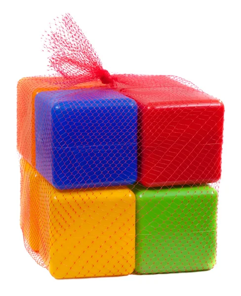 Ingepakte plastic speelgoed blokken — Stockfoto