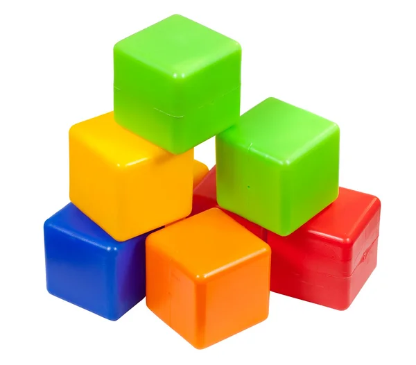 Oyuncak bloklar üzerinde beyaz — Stok fotoğraf
