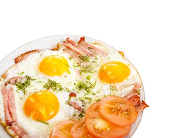 Fried eggs with bacon clipart