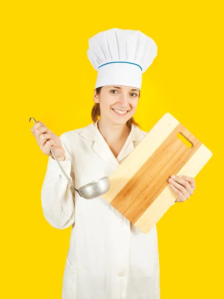 Šéfkuchař ochutnávka z naběračku — Stock fotografie