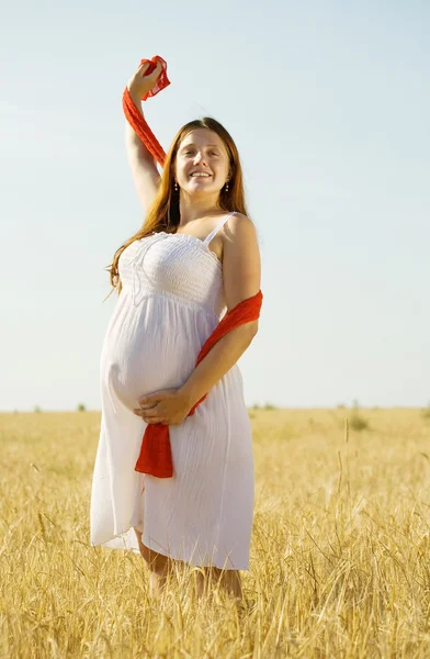 Kobieta w ciąży w dziedzinie żyta — Zdjęcie stockowe