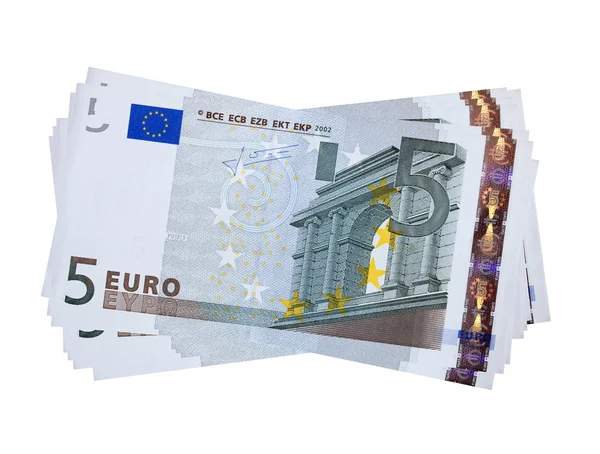 Банкноти євро п'ять — стокове фото