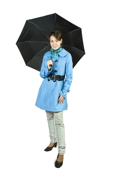 Girl in cloak with umbrella — Stock Photo, Image