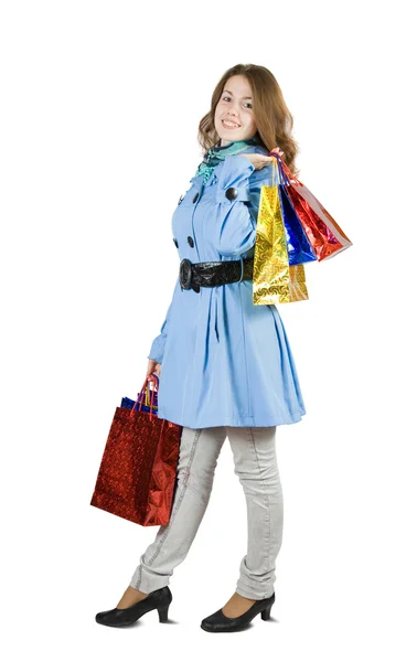 쇼핑백을 들고 있는 소녀 — 스톡 사진