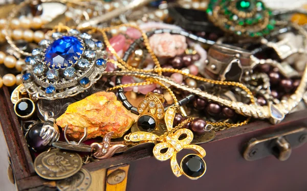 Background of closeup of Treasure chest — Stock Photo, Image