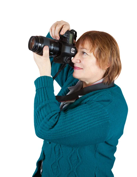 Senior mulher tirando foto — Fotografia de Stock