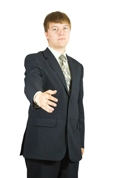 Geschäftsmann grüßt mit Handschlag — Stockfoto
