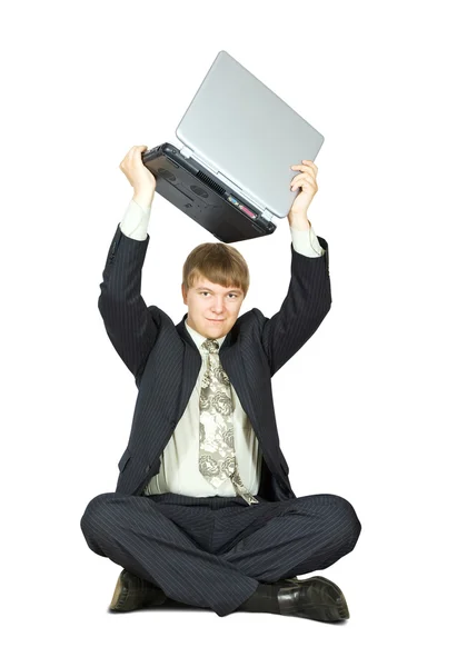 Homem com laptop — Fotografia de Stock