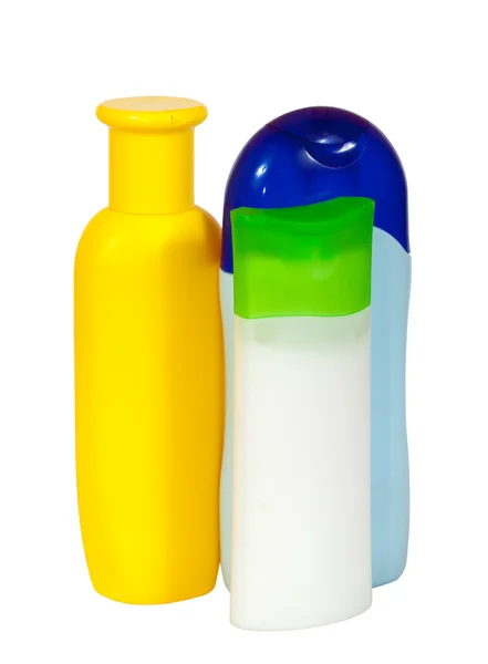Three toilletries bottles — Stock Photo, Image