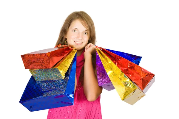 Menina com sacos de compras — Fotografia de Stock