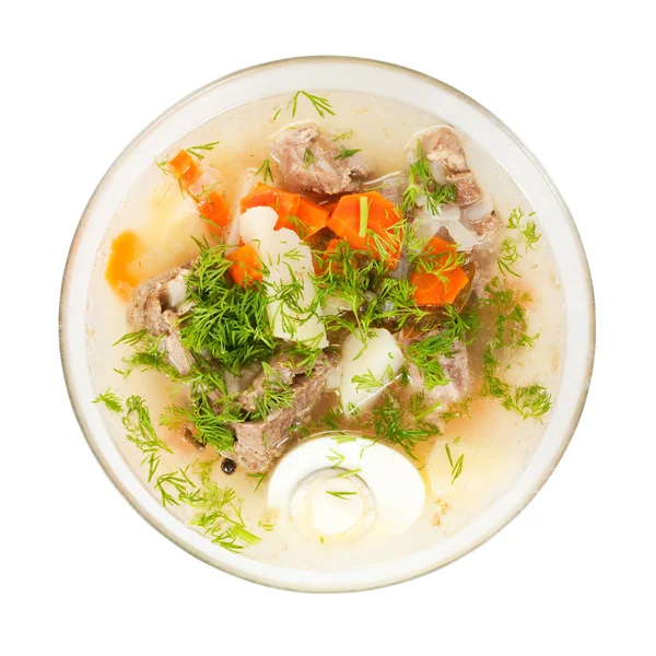 Top view of meat soup — Stock Photo, Image