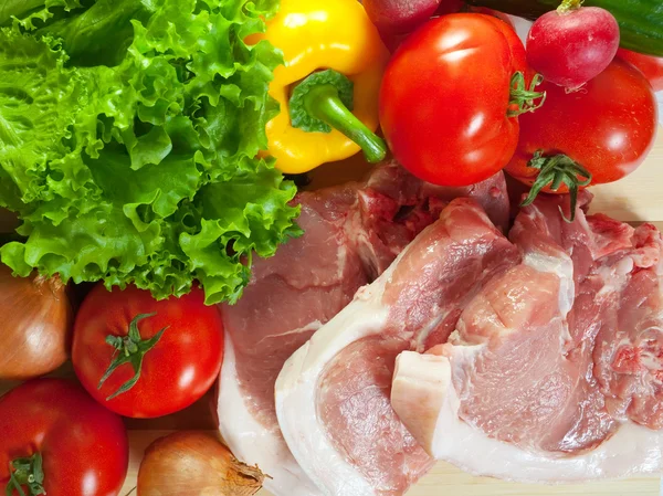 stock image Raw meat and vegetables