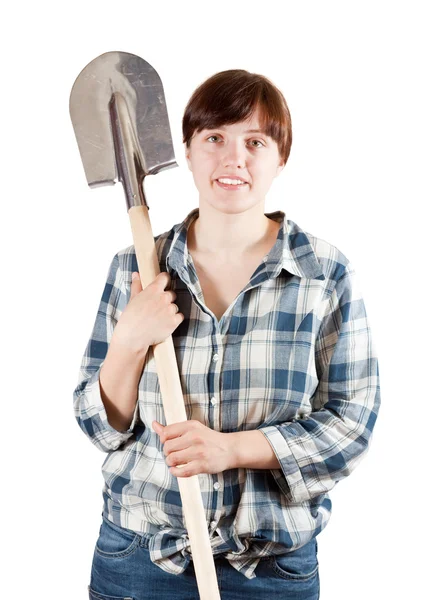Vrouwelijke boer met spade — Stockfoto
