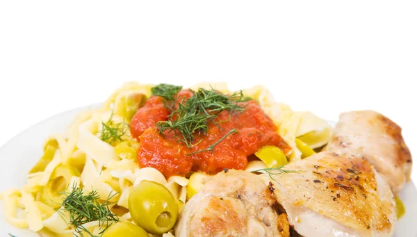 Pasta with chicken — Stock Photo, Image