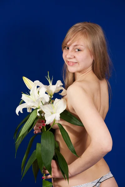 Dziewczyna z lily — Zdjęcie stockowe