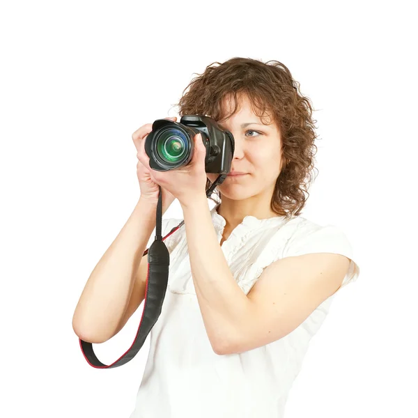 Молодая девушка с камерой — стоковое фото