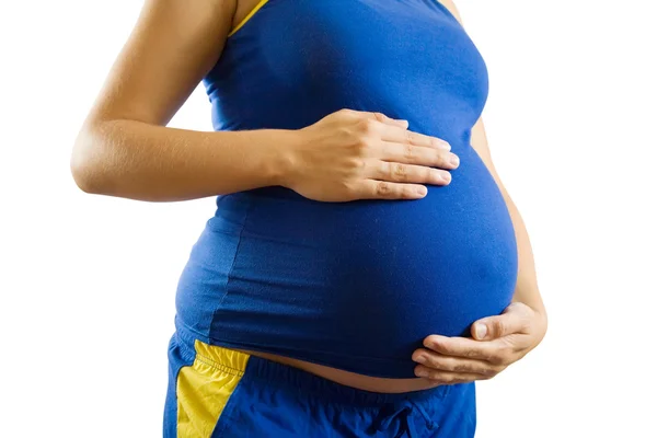 Pregnant woman over white — Stock Photo, Image