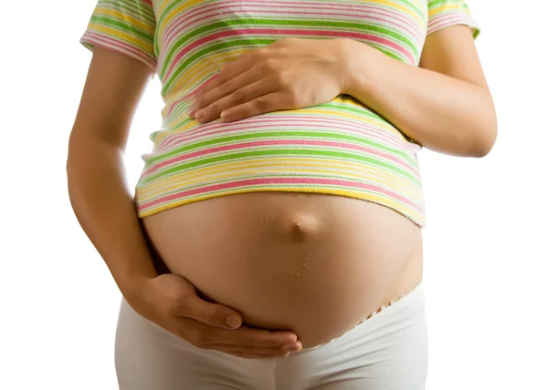 흰색 위에 임신한 여자 — 스톡 사진