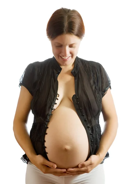 Έγκυος γυναίκα που κρατά κοιλιά — Φωτογραφία Αρχείου