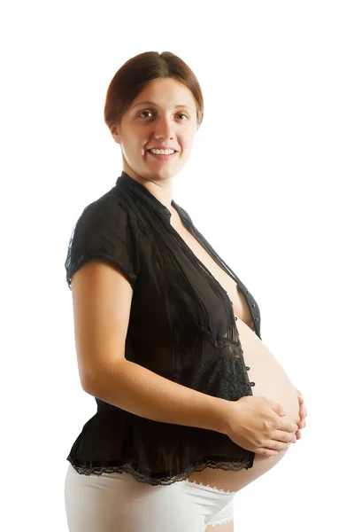 9 maanden zwangere vrouw — Stockfoto