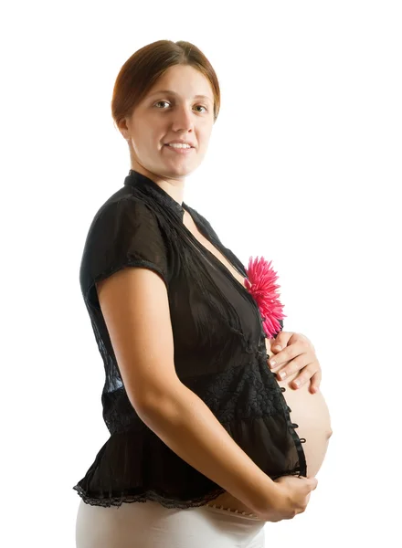 Hamile kadın çiçek — Stok fotoğraf