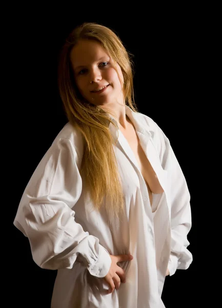 Exy chica en camisa blanca — Foto de Stock