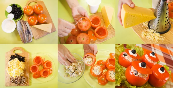 Kochen von gefülltem Tomatensalat — Stockfoto