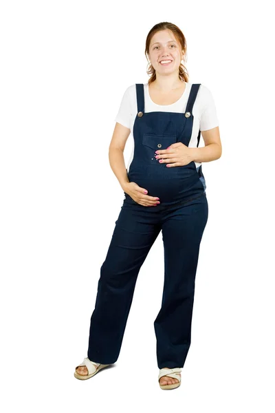 Woman holding pregnant belly — Stock Photo, Image