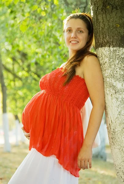 Zwangere vrouw in de zomer — Stockfoto