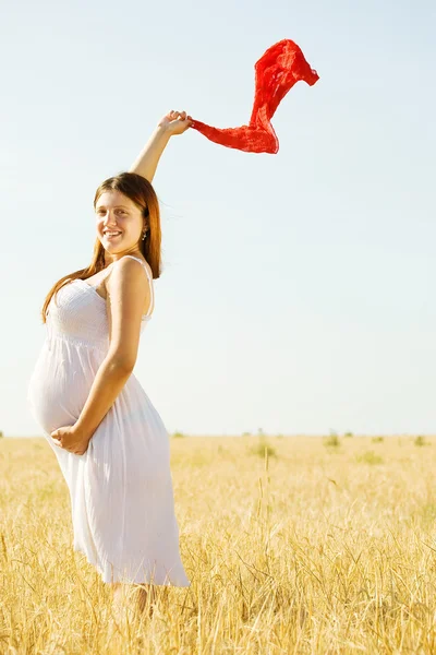 Zwangere vrouw in de zomer — Stockfoto